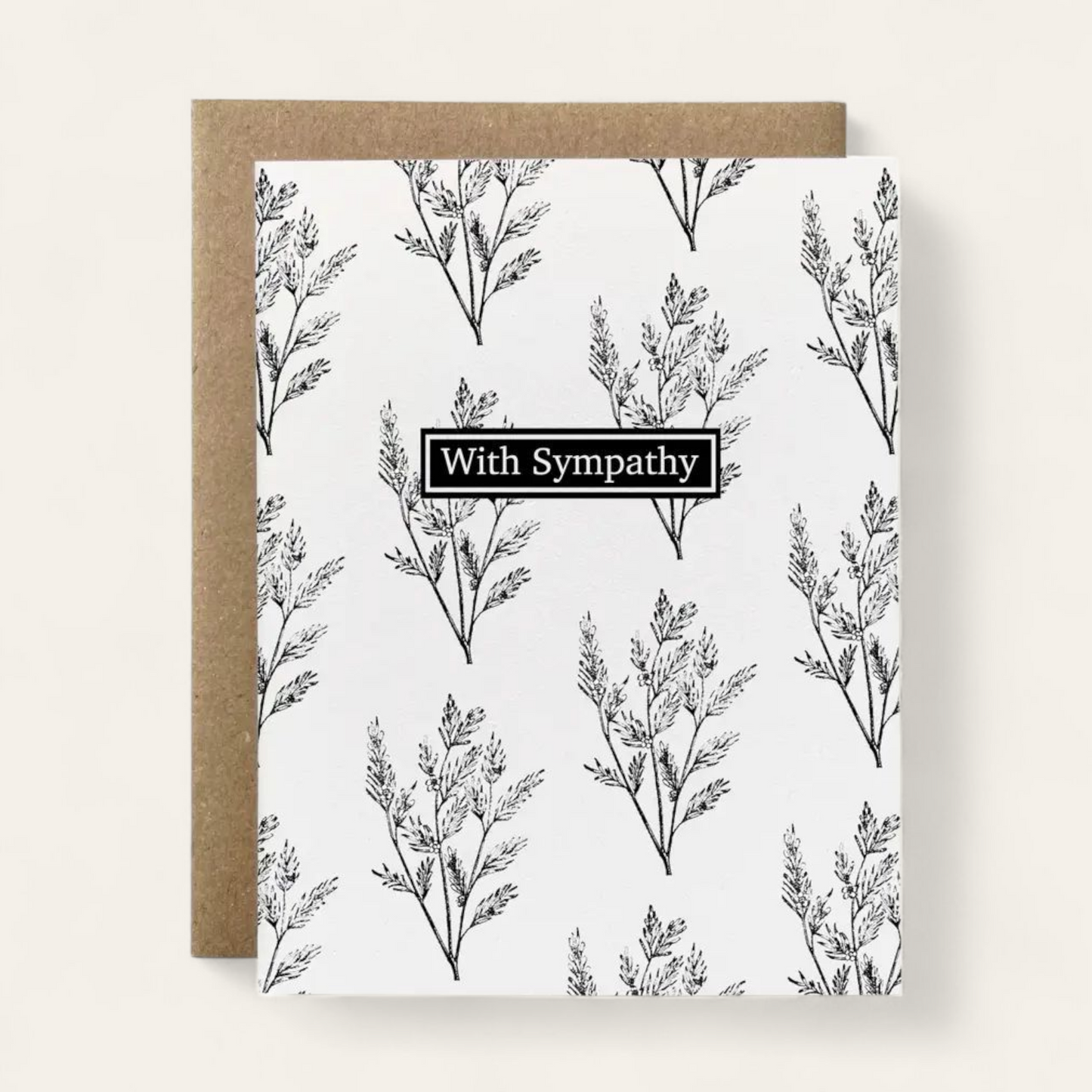 Botanical Sympathy Card - B&W Tea Tree (100% Recycled)