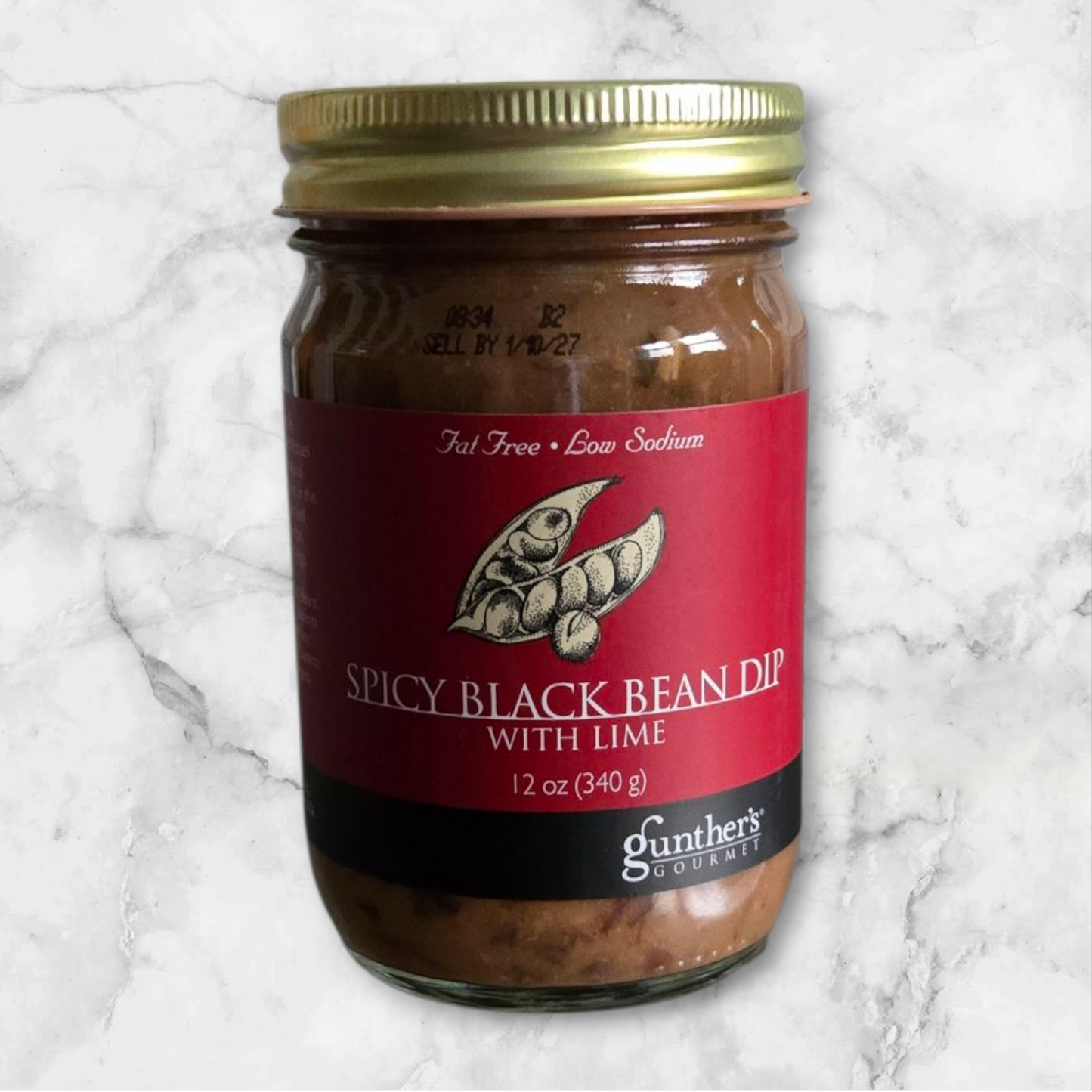 Gunther's Gourmet Spicy Black Bean Dip with Lime 12oz. Jar