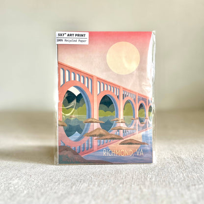 Moon Over Richmond Train Bridge 5x7" Art Print