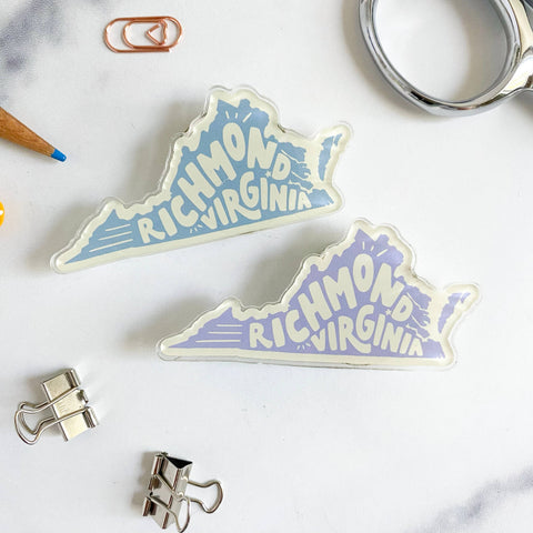 Acrylic Magnet - Richmond, VA State Outline: Blue
