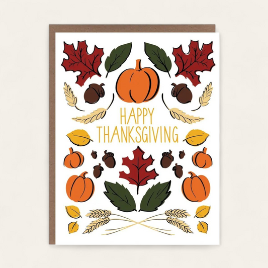 Happy Thanksgiving Folk Greeting Card