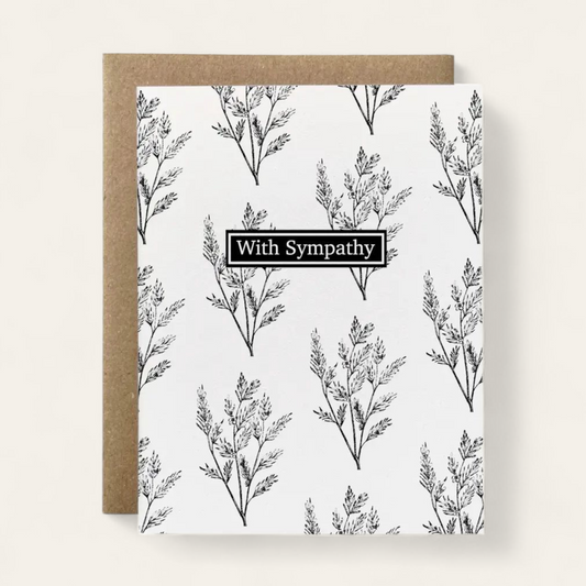 Botanical Sympathy Card - B&W Tea Tree (100% Recycled)