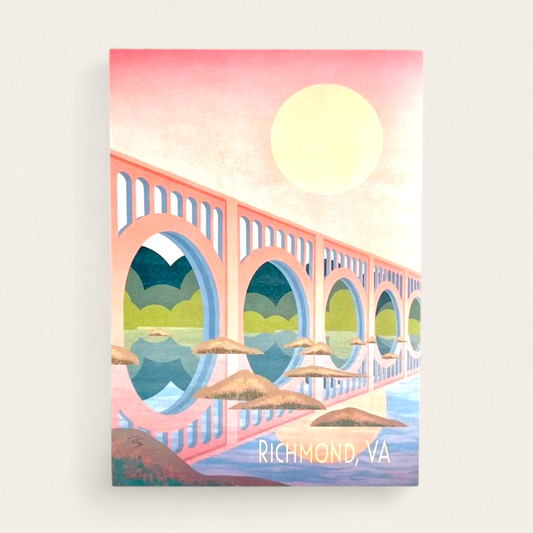 Moon Over Richmond Train Bridge 5x7" Art Print