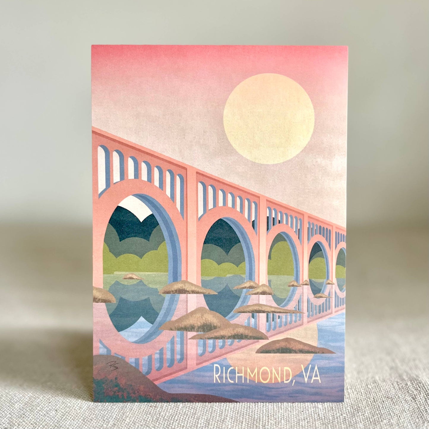 Moon Over Richmond Train Bridge 5x7" Art Print