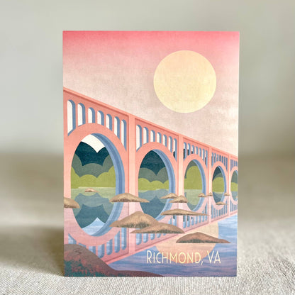 Moon Over Richmond Train Bridge 5x7" Art Print