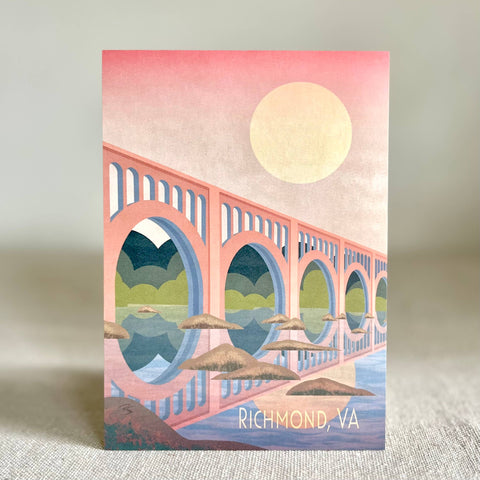 Moon Over Richmond Train Bridge 5x7" Art Print