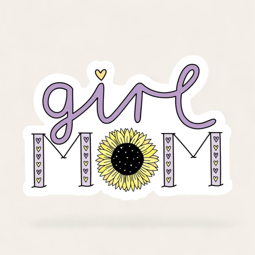 Girl Mom Sunflower Sticker