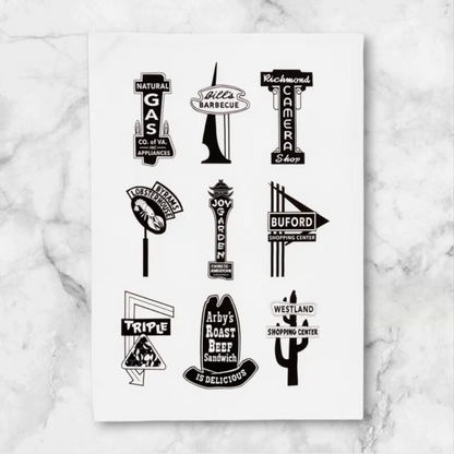 Retro Neon Signs of Richmond Tea Towel