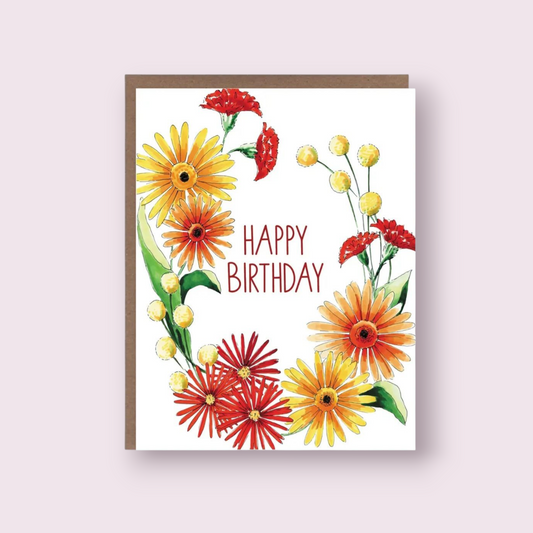 Fall Flowers Birthday Wreath Card