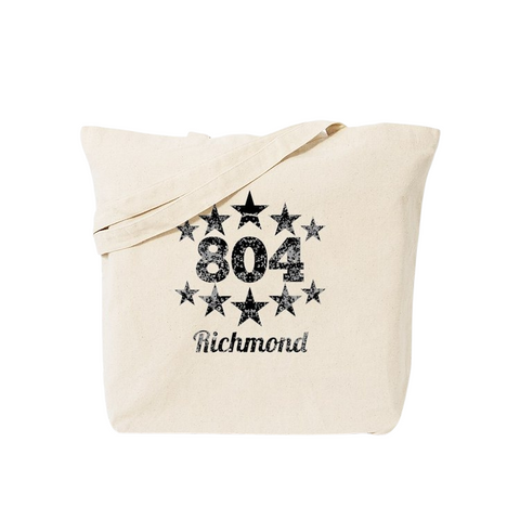 Vintage Print Richmond/804 Canvas Tote Bag (Large)
