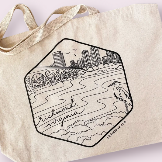 Richmond Tote (Black Print on Canvas)