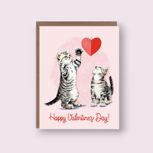Happy Valentine's Day Cat & Yarn Greeting Card