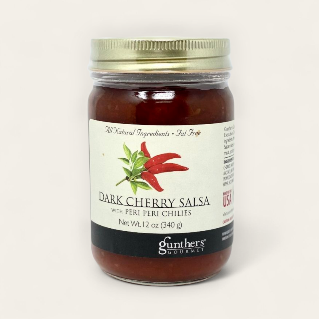Gunther's Gourmet Dark Cherry Salsa with Peri Peri Peppers 12 oz. Jar