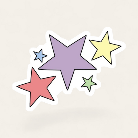 Multicolor Stars Aesthetic Sticker