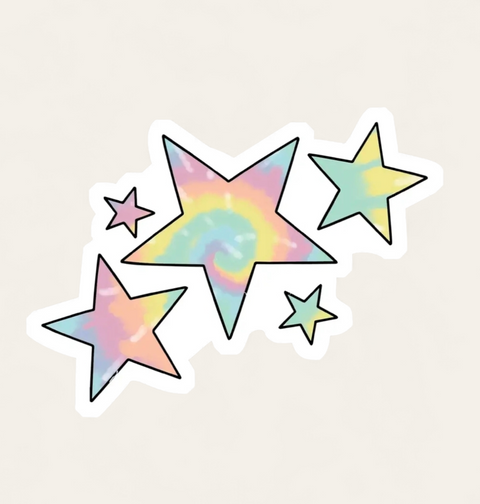 Tie Dye Stars Aesthetic Sticker