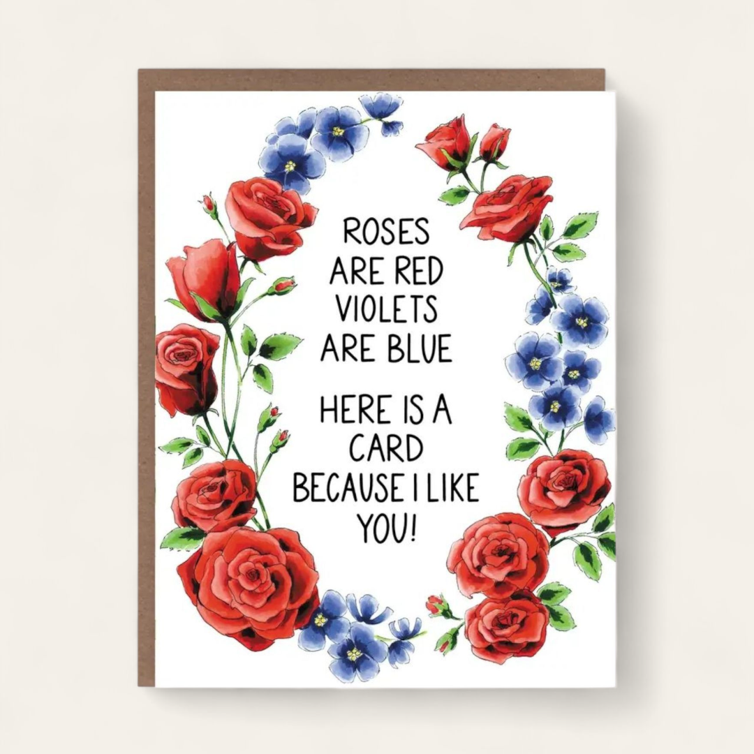 Roses & Violets Because I like You Greeting Card