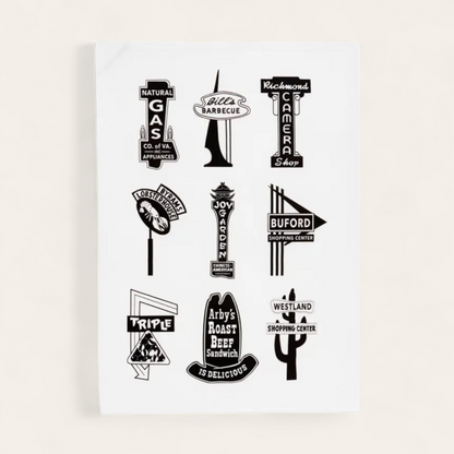 Retro Neon Signs of Richmond Tea Towel