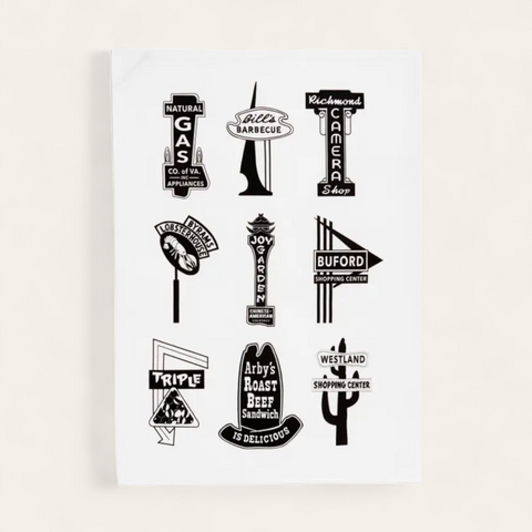 Retro Neon Signs of Richmond Tea Towel