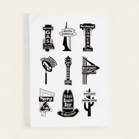 Retro Neon Signs of Richmond Tea Towel