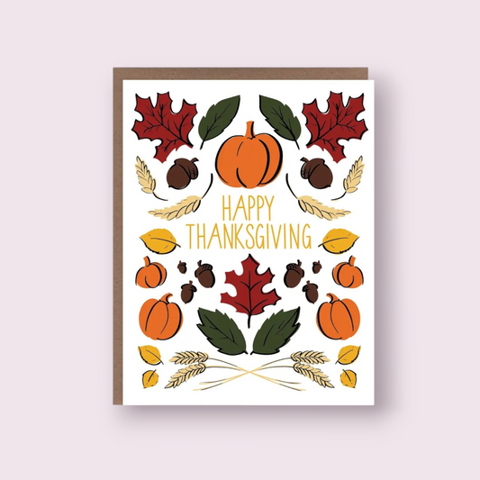 Happy Thanksgiving Folk Greeting Card
