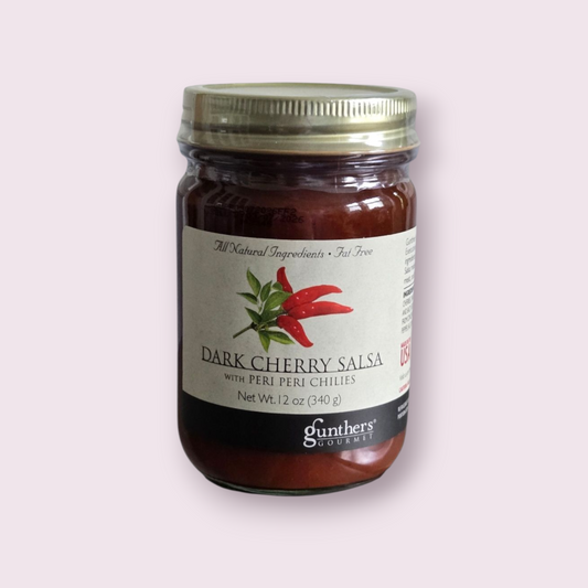 Gunther's Gourmet Dark Cherry Salsa with Peri-Peri Peppers 12 oz. Jar