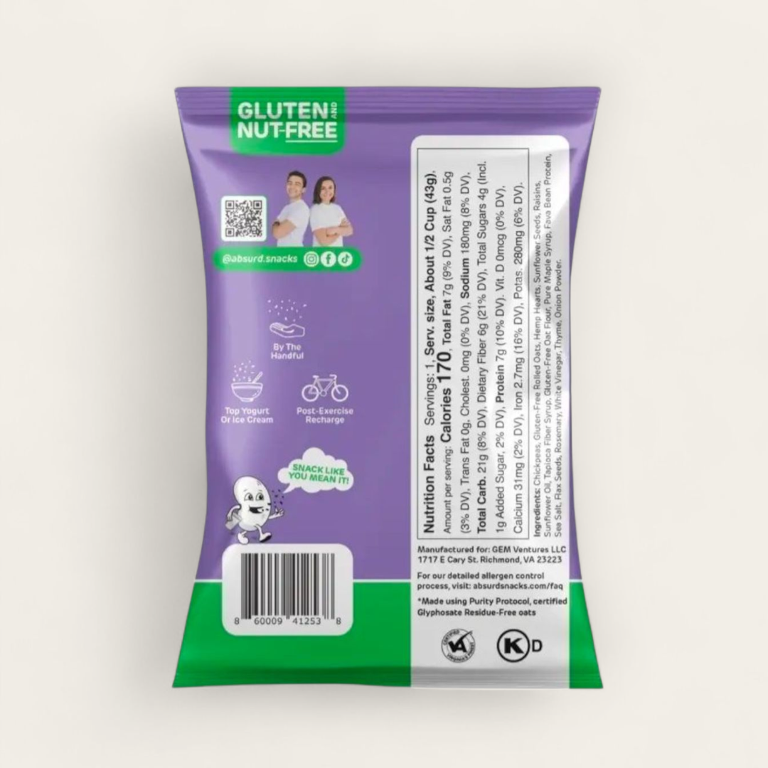 Absurd Snacks Rosemary Sea Salt Snack  Mix