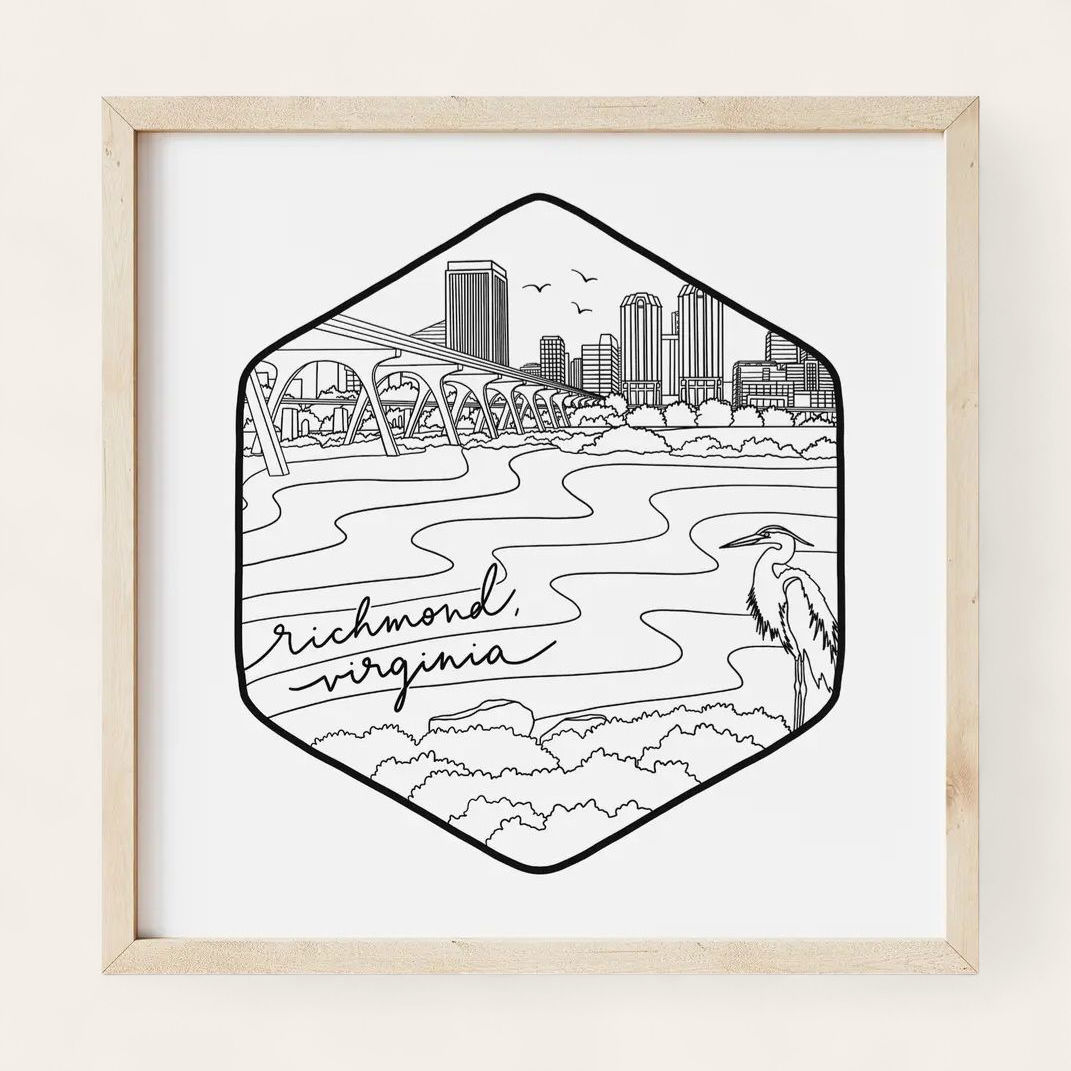 Richmond, Va - 8x8 Square Art Print Framed