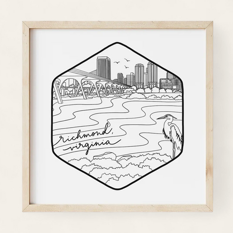 Richmond, Va - 8x8 Square Art Print Framed