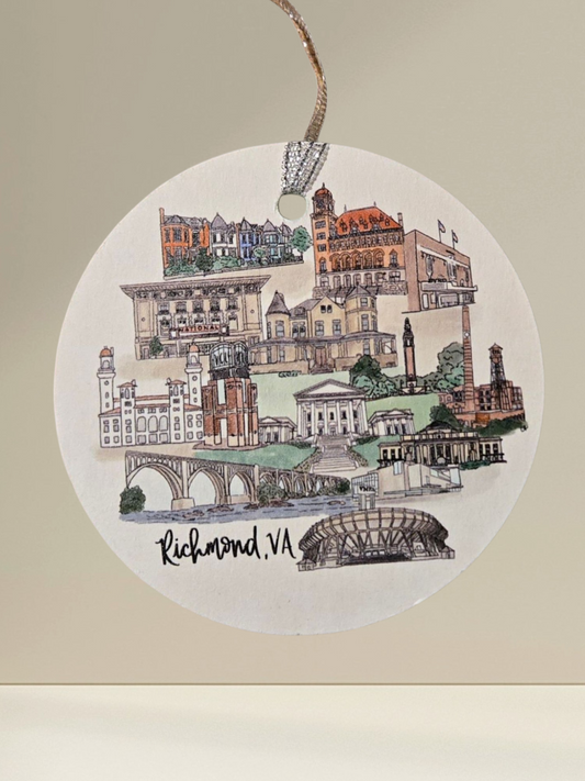 Richmond, VA Landmark Chipboard Ornament 3 inch